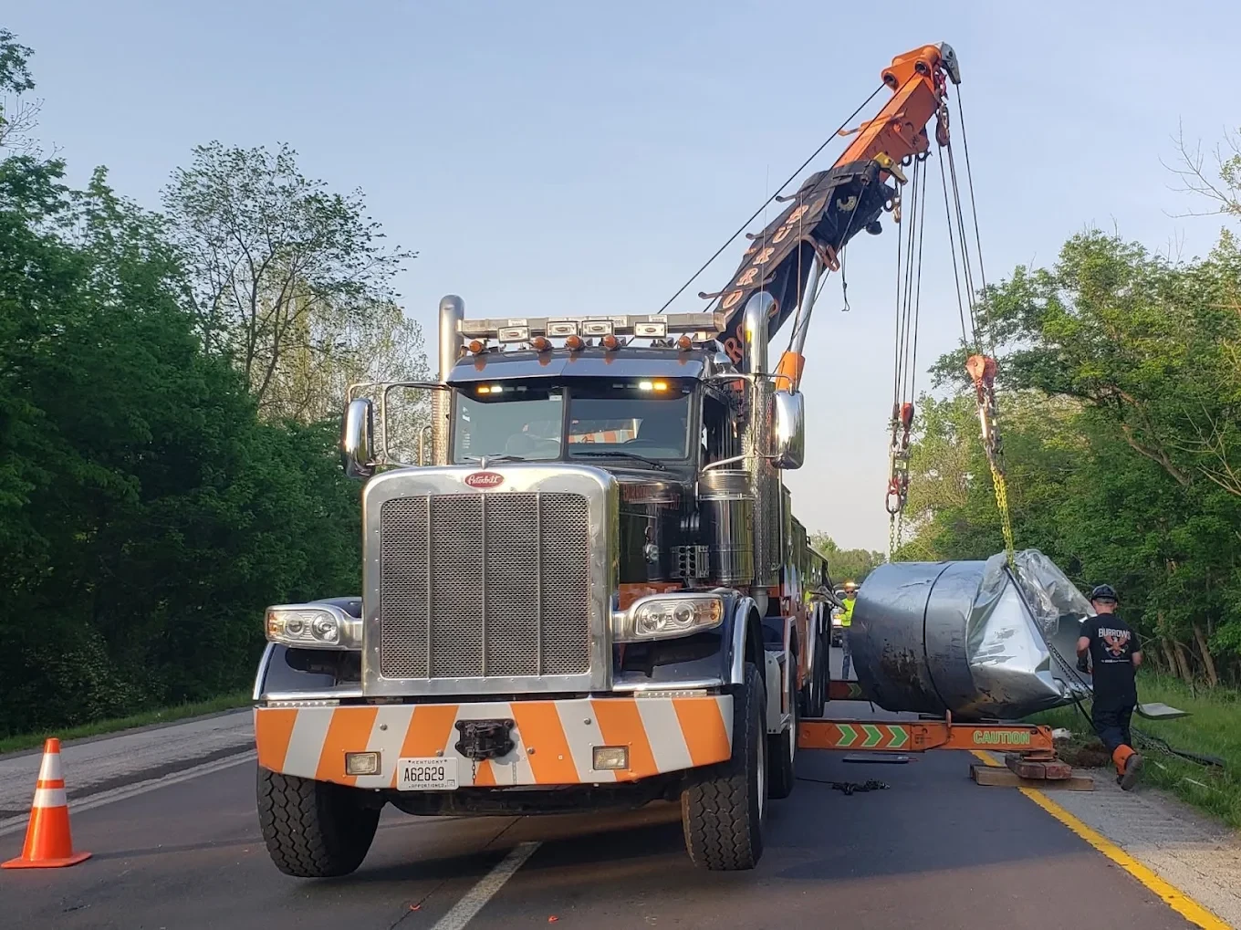 Burrows truck transporting industrial equipment