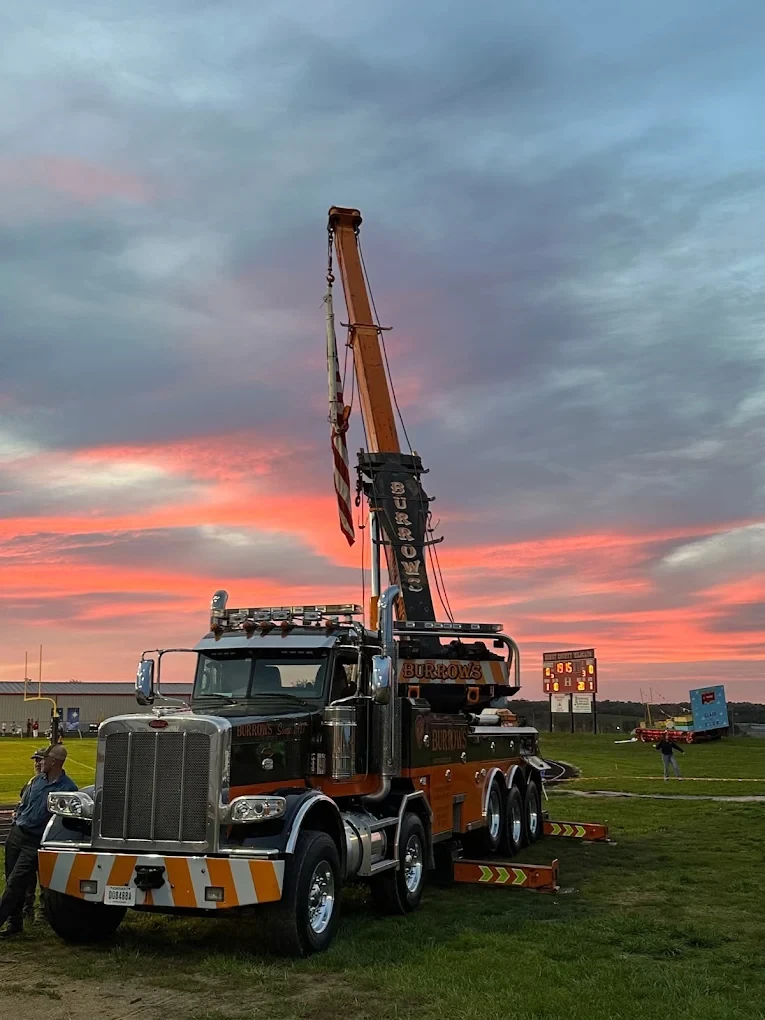 Burrows heavy-duty wrecker at sunset